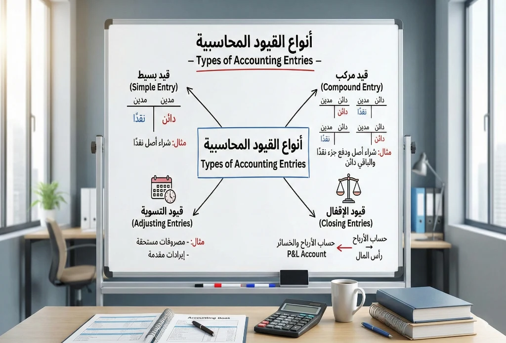 أنواع القيود المحاسبية