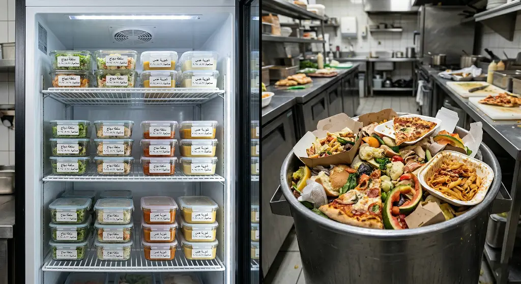 مقارنة توضح أهمية تقليل الهدر الغذائي في المطاعم والكافيهات
