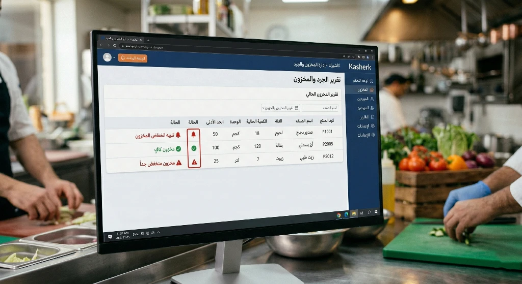 واجهة نظام كاشيرك تساعد في إدارة مخزون المطعم بدقة