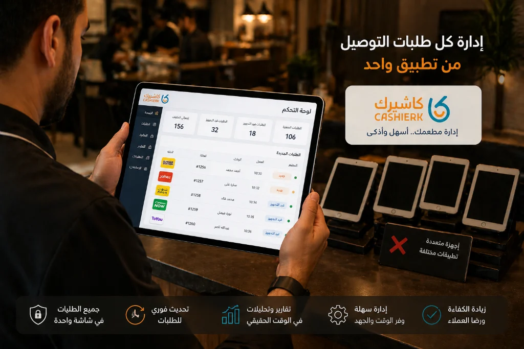 ادارة طلبات التوصيل من مكان واحدعبر كاشيرك