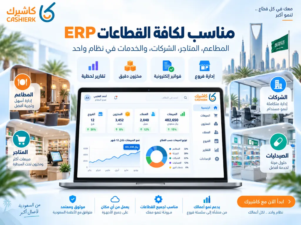 Kashierapp ERP for restaurants, stores, companies, pharmacies and multi-branch businesses